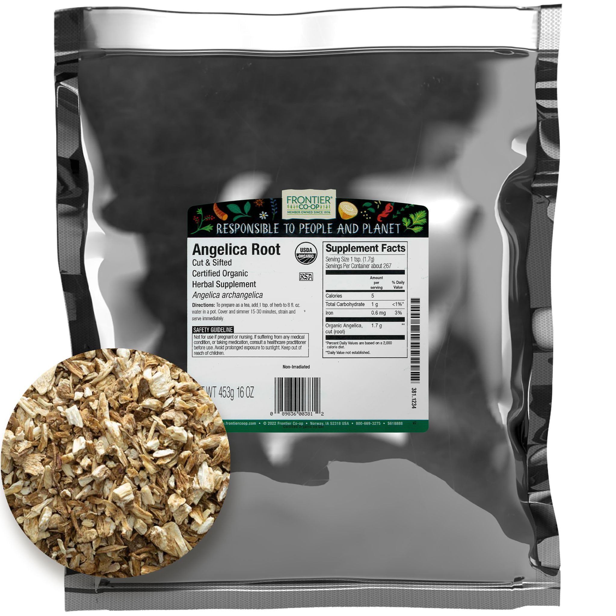 Frontier Co-op Organic Cut and Sifted Angelica Root 1lb