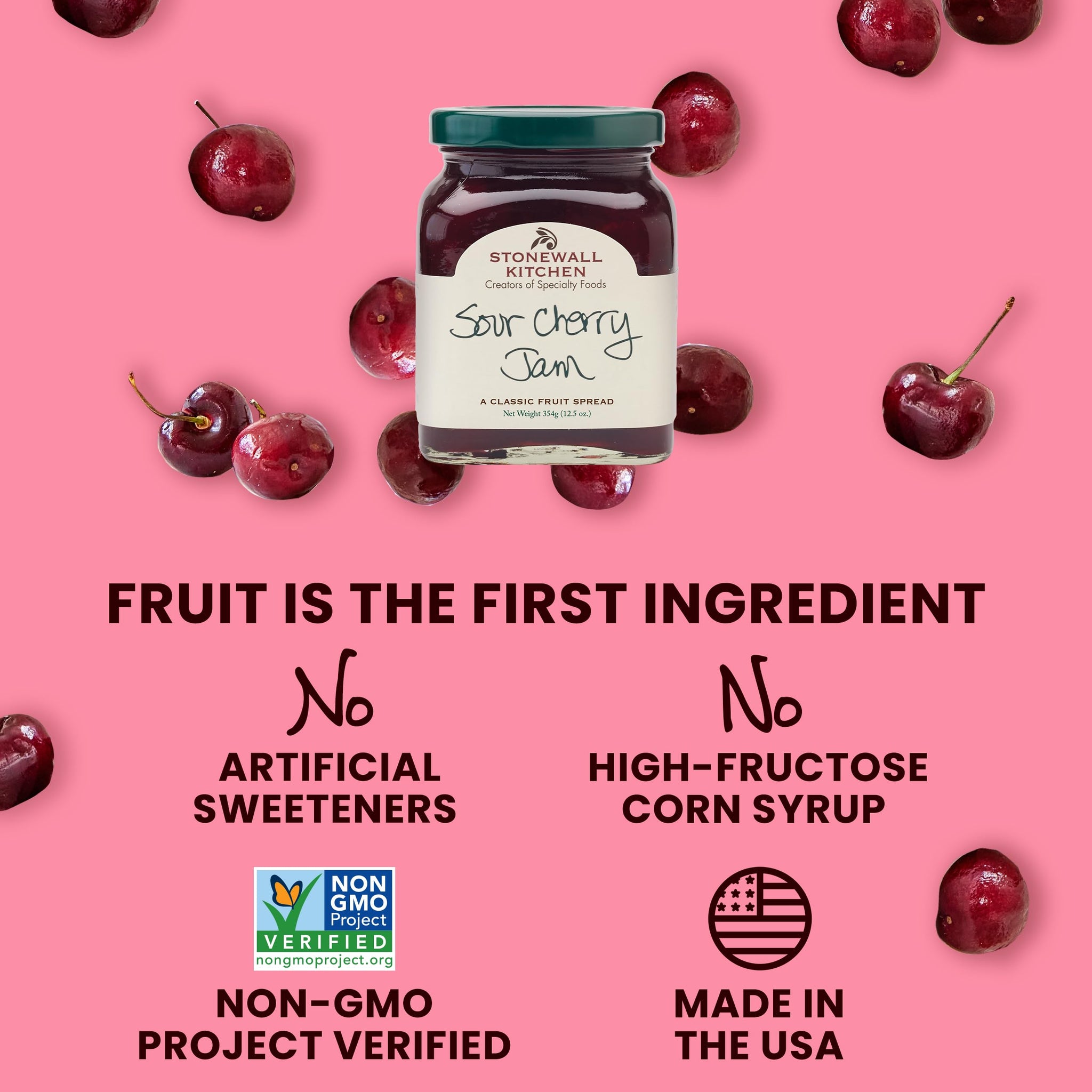 Stonewall Kitchen Sour Cherry Jam, Sour Cherry Preserves, 12.5 Ounces
