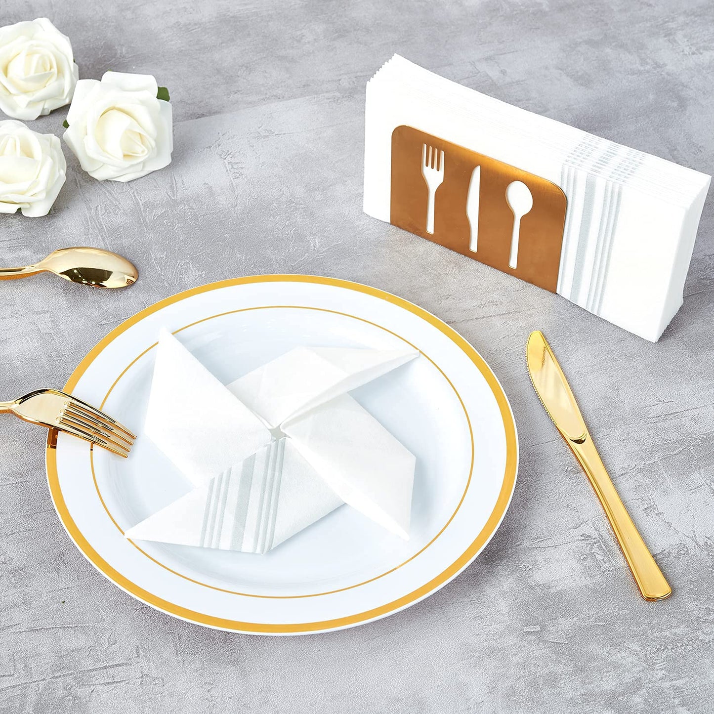 Vplus 300 PACK Guest Towels Disposable Bathroom, Decorative Bathroom Napkins Cloth Feel, Soft, and Absorbent Disposable Paper Hand Towel for Dinners