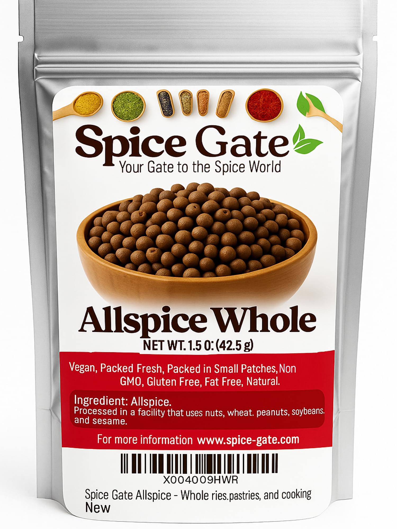 Spice Gate Allspice - Whole (1.5 oz) a versatile berry for soups, sauces, curries, pastries, and cooking.