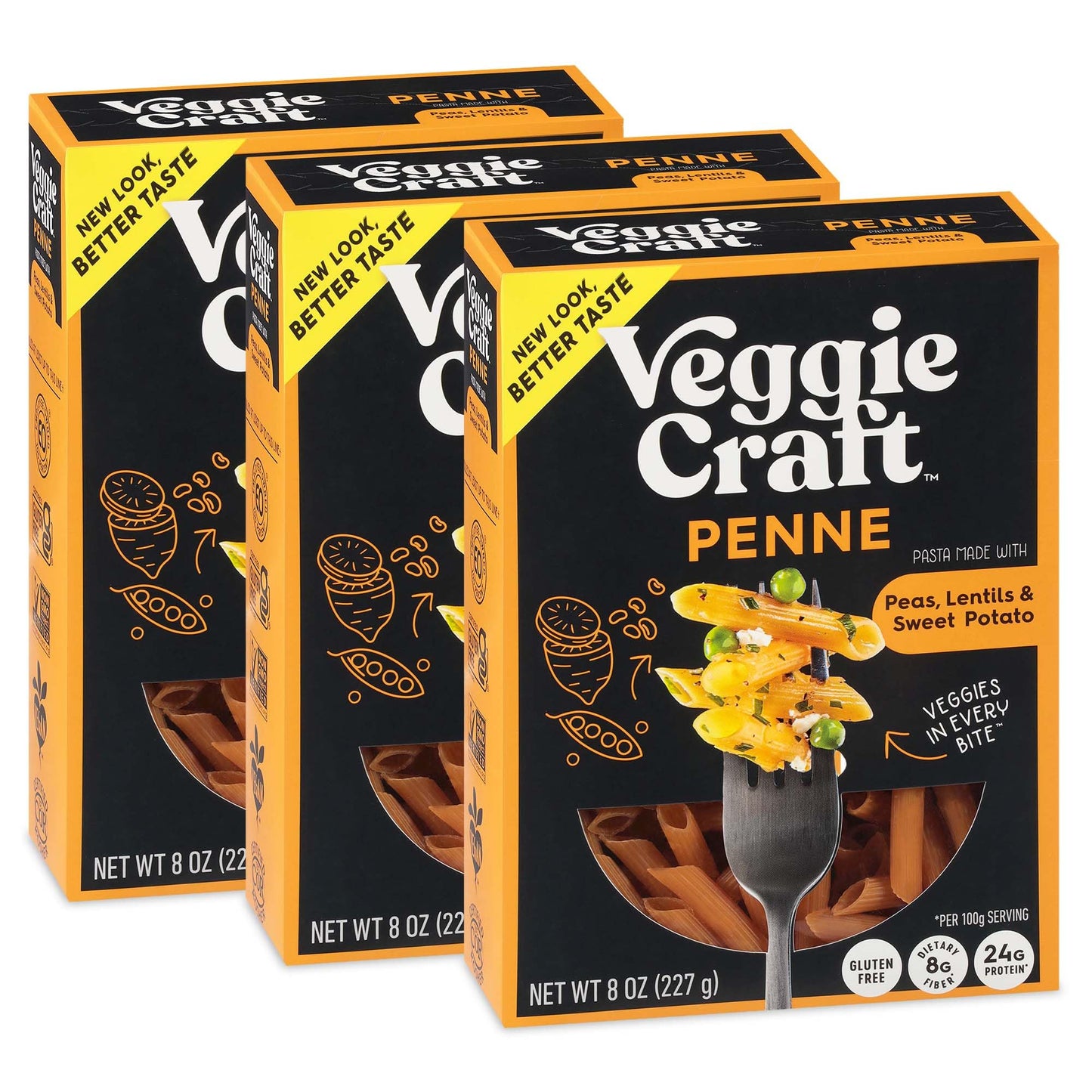 Veggiecraft Farms Penne Pasta - NEW BETTER TASTE - Low Carb Pasta, Protein Pasta, Lentil Pasta w/Peas & Sweet Potato, High Fiber, Plant Based Pasta