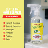 Rebel Green Natural All-Purpose Cleaning Spray - Plant-Derived Multi-Surface Cleaner with Essential Oils for Kitchen, Bath, Countertops and More
