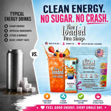 The Loaded Tea Shop Energy Drink Mix Sticks, Flavor Discovery 10 Pack, Sugar-Free, Zero Calories, 200mg Natural Caffeine, No Artificial