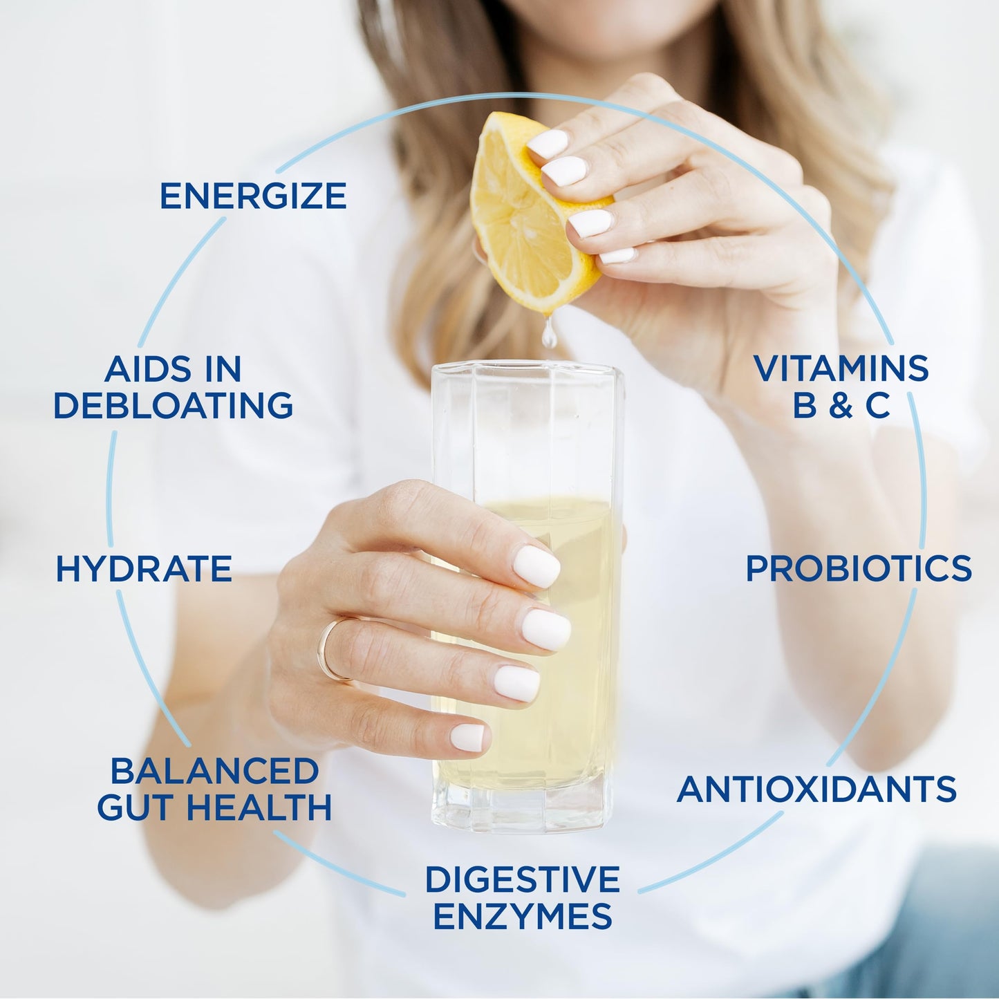 VitaCup Super H2O Bloating Relief and Digestive Health Drink Mix Packets, Probiotics, Prebiotics, C & B Vitamins, Lemon Flavor Water Enhancer Packets