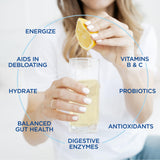 VitaCup Super H2O Bloating Relief and Digestive Health Drink Mix Packets, Probiotics, Prebiotics, C & B Vitamins, Lemon Flavor Water Enhancer Packets