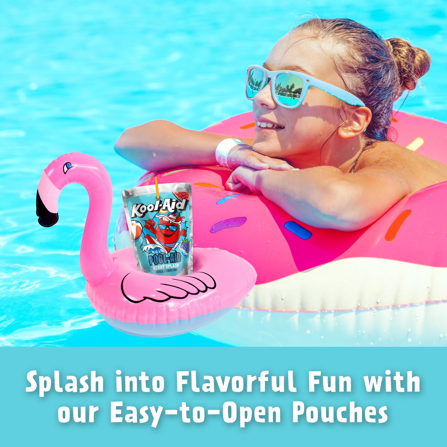 Kool-Aid Pool-Aid Drink, 10 Pouches, for School Lunches and On-the-Go Hydration, Berry Splash Artificially Flavored, Excellent Source of Vitamin C, 6