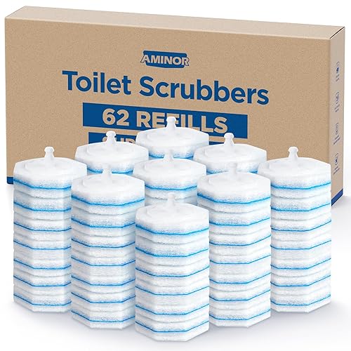 62 Count Toilet Wand Refills For Clorox Wand, 3-Layer Brush Heads with Upgraded Toilet Bowl Cleaners For 99.9% Stains Removal