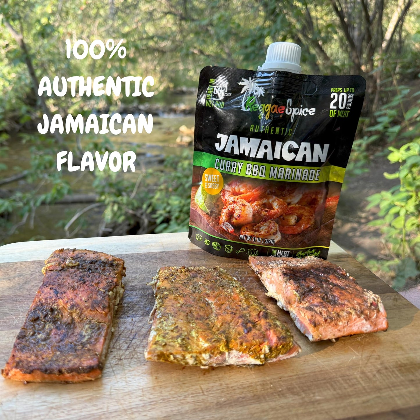 Reggae Spice Jamaican Curry Jerk BBQ Marinade | 60-Second Authentic Wet Rub Seasoning Sauce for Cooking Meats | Gluten Free, Vegan, and Keto Friendly