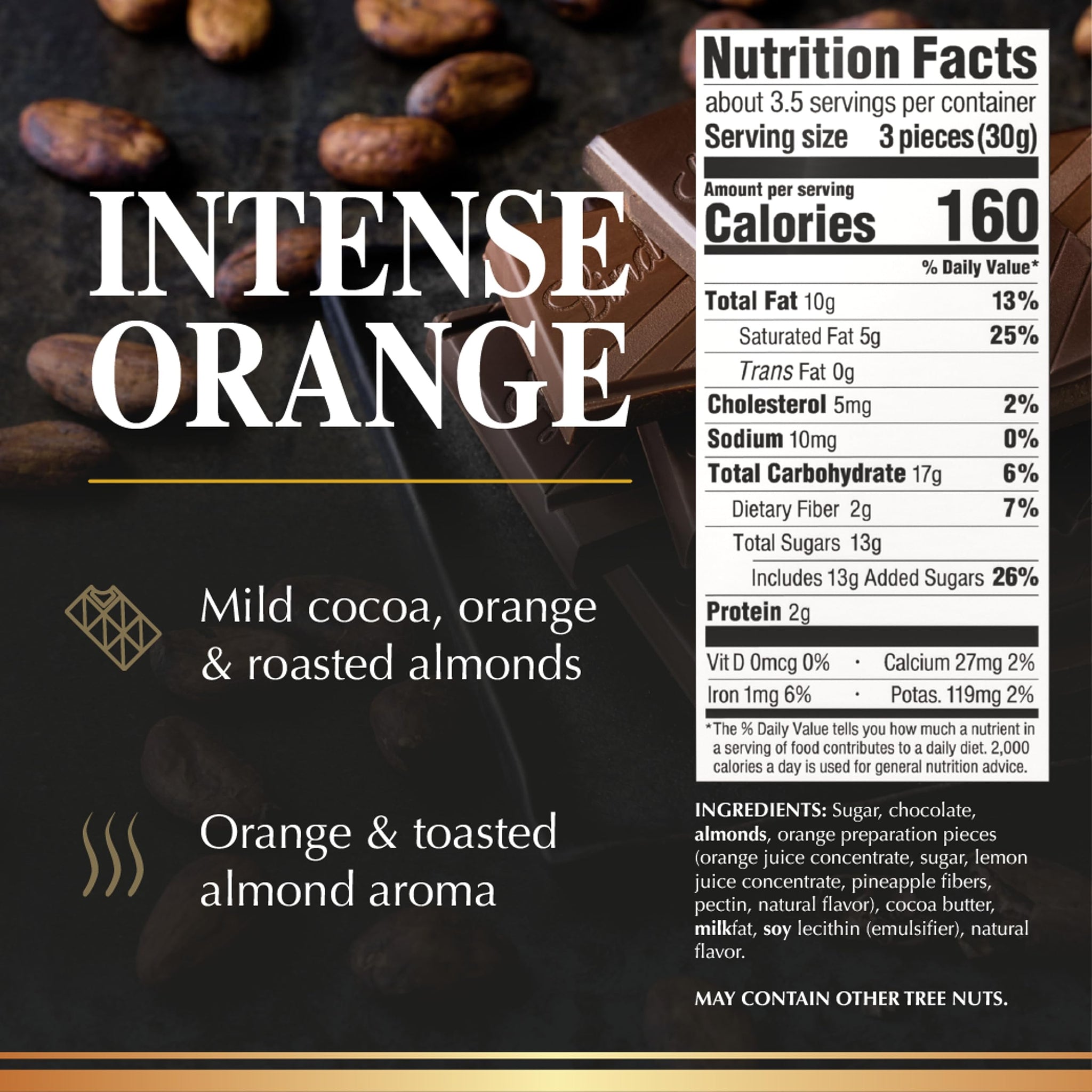Lindt Excellence Intense Orange Dark Chocolate Bar, 3.5-Ounce Packages