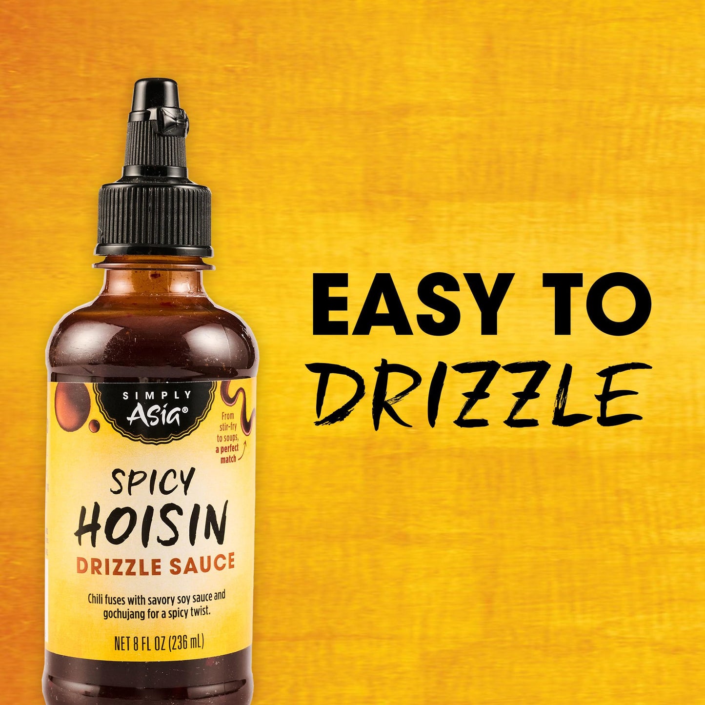 Simply Asia Drizzle Sauce, Spicy Hoisin, Savory, Spicy & Sweet Condiment Sauce For Drizzling On Noodles, Rice Bowls, Stir-Fry, Soup, and More, 8 fl oz