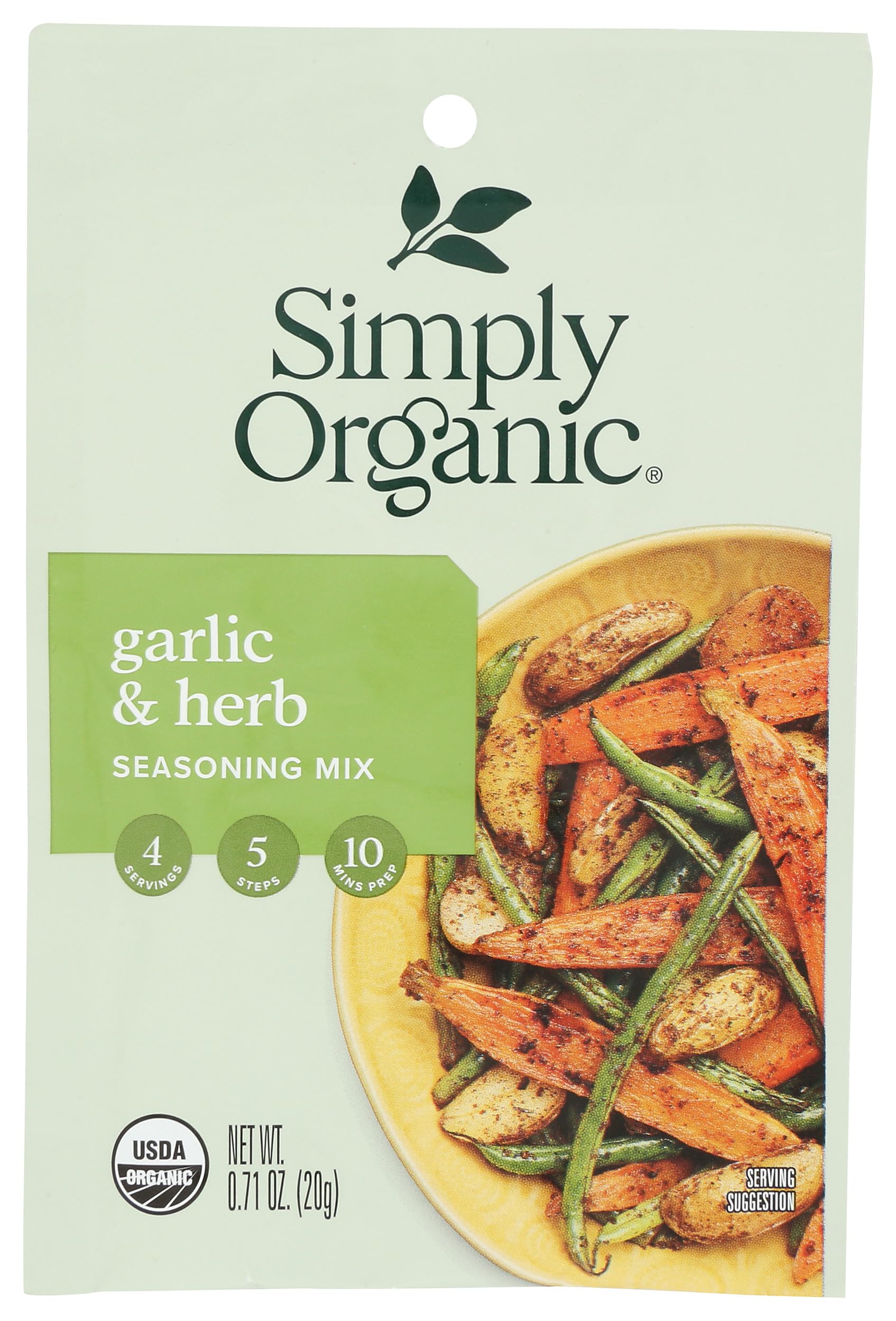 Simply Organic Garlic and Herb Vegetable Seasoning Mix, Certified Organic, Vegan, Kosher | 0.71 Ounce (Pack of 1)