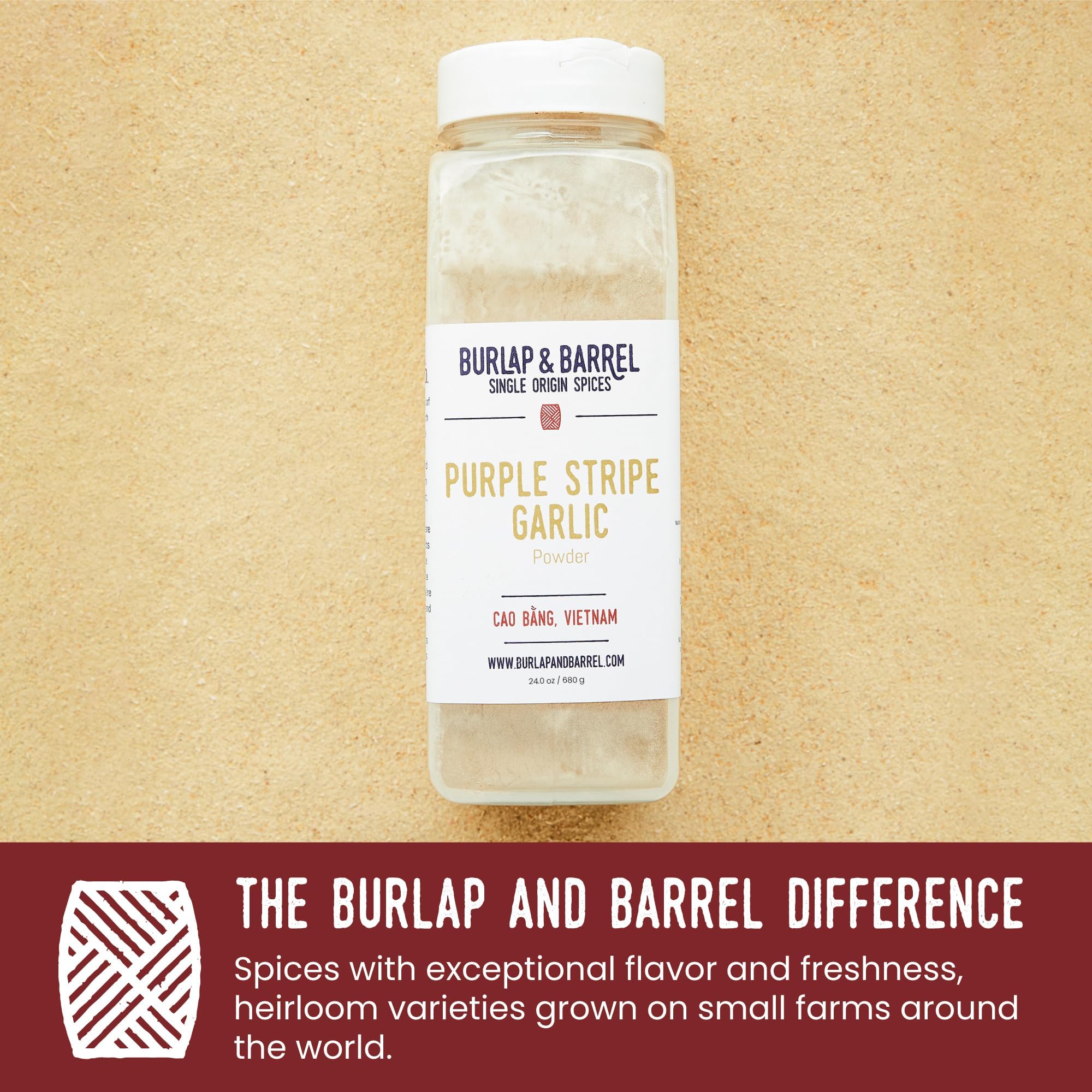 Burlap & Barrel Purple Stripe Garlic - Alternative to Fresh Granulated Garlic - Savory Sweet Flavor for Tomato Sauces Fried Chicken - As seen on Shark