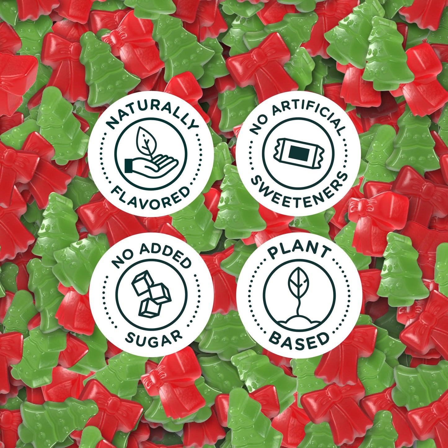 SmartSweets Merry Mix Christmas Candy, Gluten Free Gummies, Plant Based, Healthy Snacks for Adults & Kids, Stocking Stuffers, Fun Chewy Candy, Green