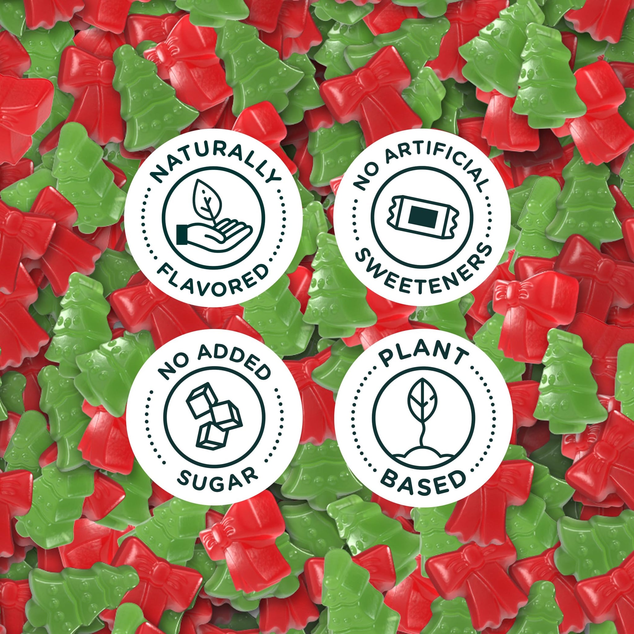 SmartSweets Merry Mix Christmas Candy, Gluten Free Gummies, Plant Based, Healthy Snacks for Adults & Kids, Stocking Stuffers, Fun Chewy Candy, Green
