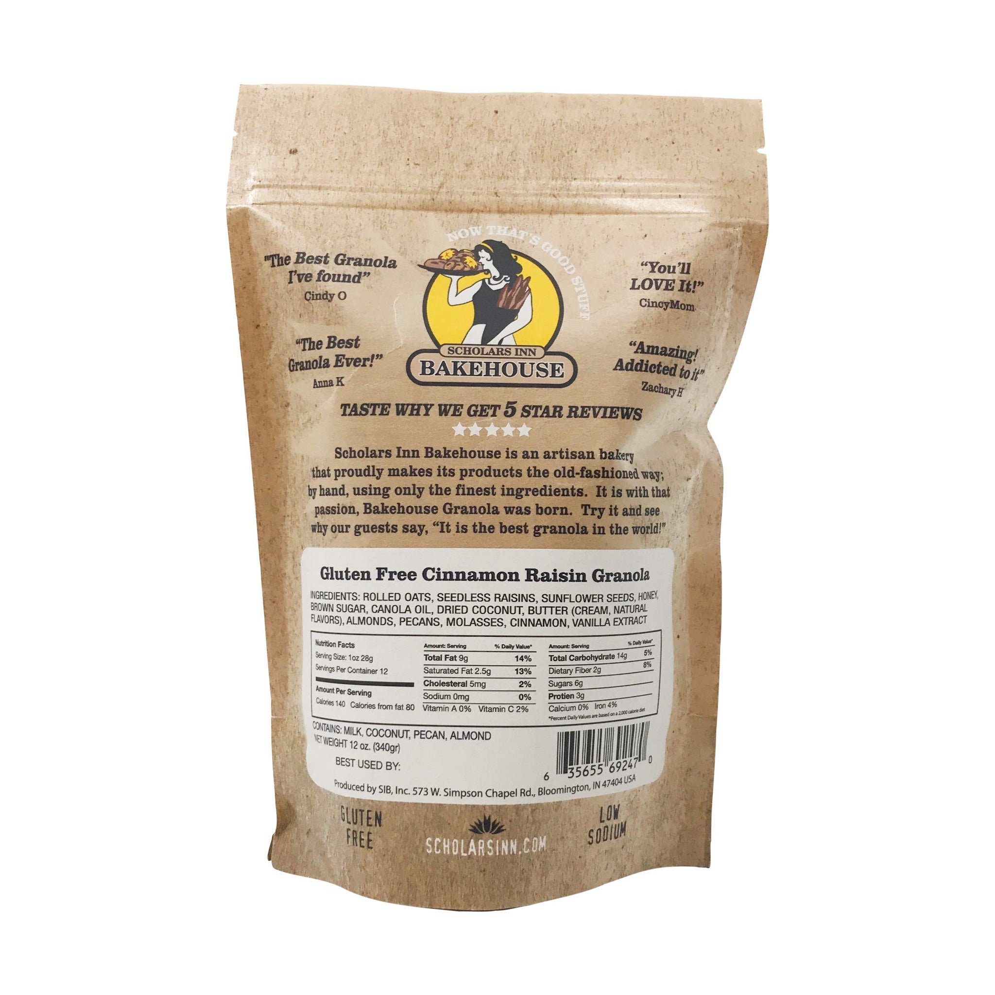 Scholars Inn Bakehouse, Granola Cinnamon Raisin, 12 Ounce
