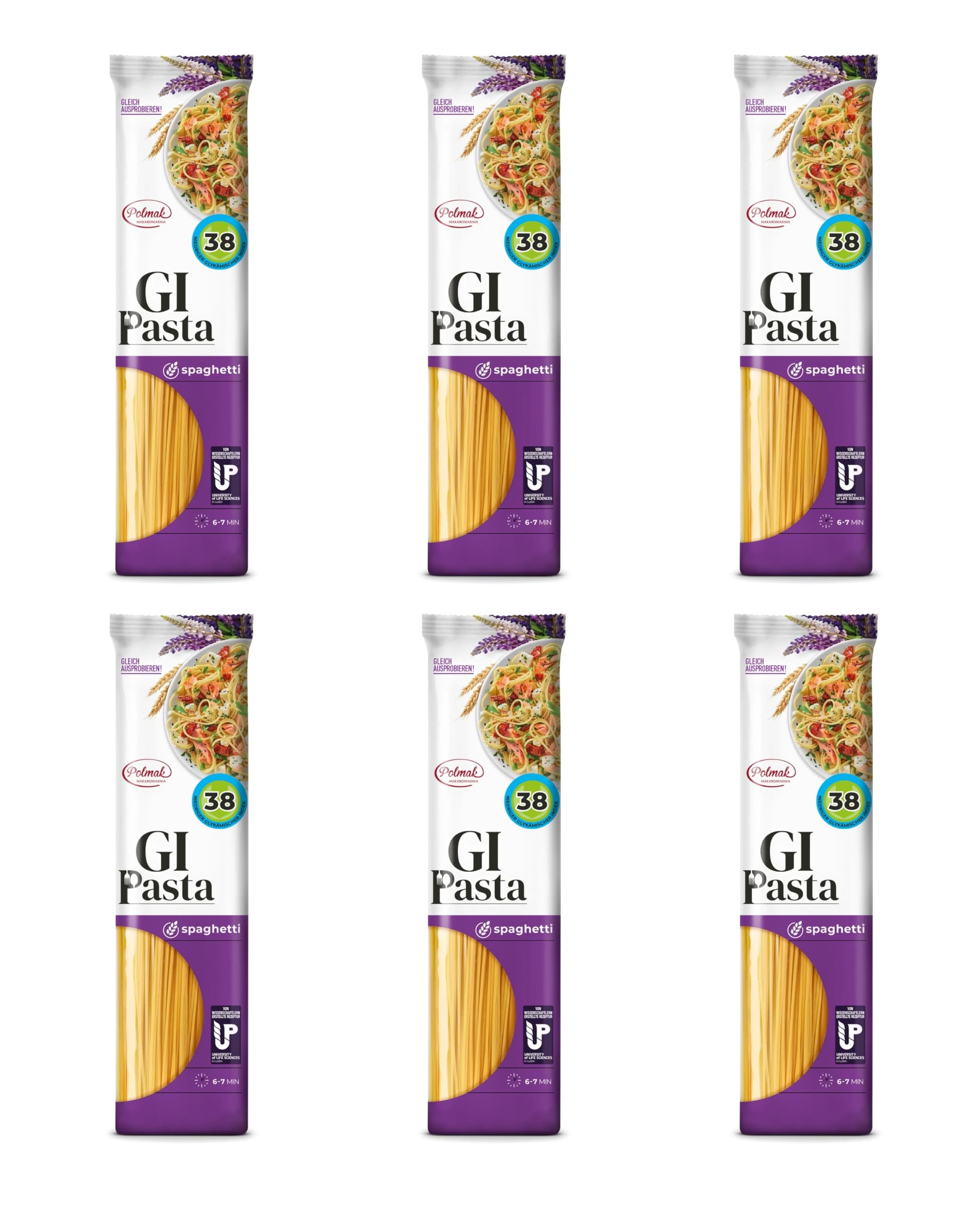 GI Pasta Spaghetti, 6-Pack (52.8 oz Total) | Low Glycemic, Classic Italian Long Pasta for Traditional Recipes and Everyday Cooking