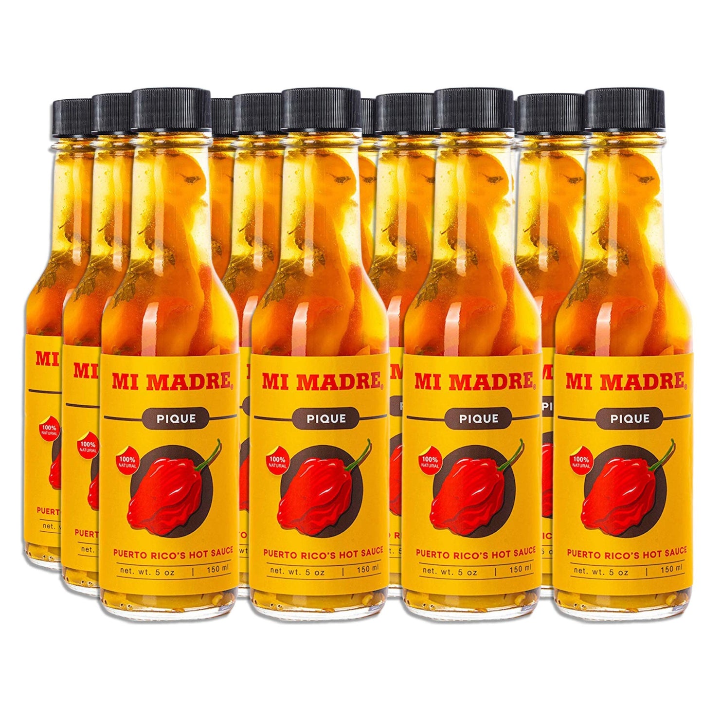 Mi Madre Pique Hot Sauce, Handcrafted in Puerto Rico, 100 Percent Natural, 5 Ounce (Pack of 12)