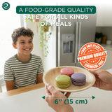 ECO SOUL Palm Leaf Like Bamboo Plates, 6 Inch Round, 50 Pack Bulk Disposable Appetizer & Dessert Tableware, Compostable Biodegradable Natural Wooden