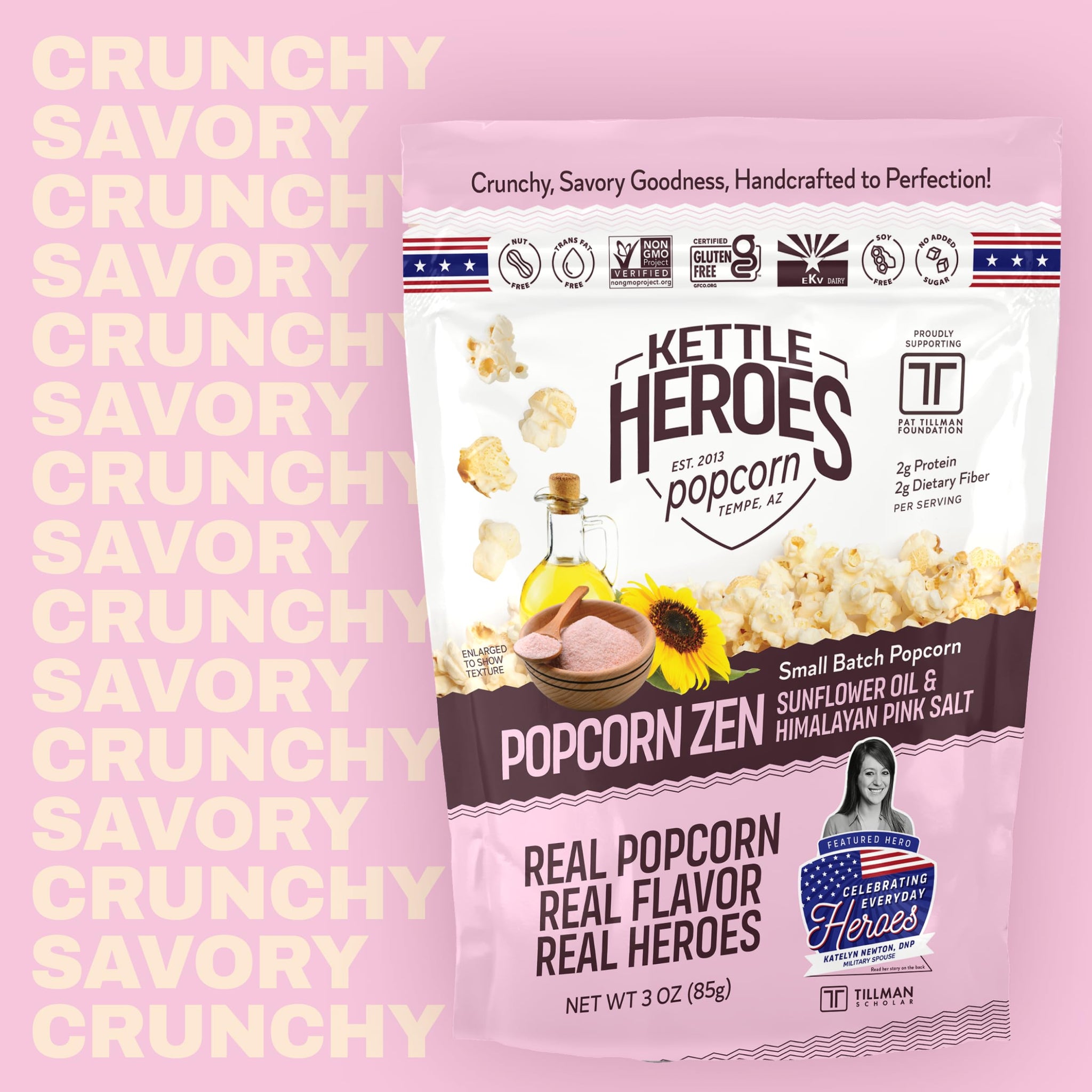 Kettle Heroes Popcorn, Popcorn Zen, Sunflower Oil & Himalayan Pink Salt, 3 oz (6)