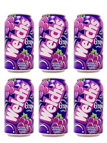 Welch’s Sparkling Grape Soda, 12 Fl Oz Cans (Pack of 6) | Bold Fruity Flavor | Carbonated Drink | Refreshing Sparkling Beverage | Made with Real Grape