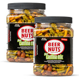 BEER NUTS Cantina Mix with Twang - Twang Seasoned Peanuts, Chili Lime Insane Grain, Guacamole & Habanero Sticks - 12oz Resealable Jar (Pack of 2)