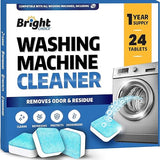 Washing Machine Cleaner Tablets 24 Pack - Deep Cleaning Tablets for Front & Top Load, Works With HE Washers, Removes Residue, Odor & Pet Hair - 12