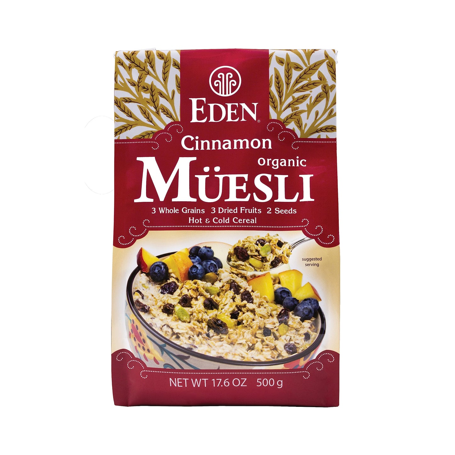 Eden Organic Cinnamon Muesli, No Added Sugars, Oat, Rye, Wheat, and Spelt Flakes, Raisins, Cranberries, Wild Blueberries, Pumpkin and Sunflower Seeds