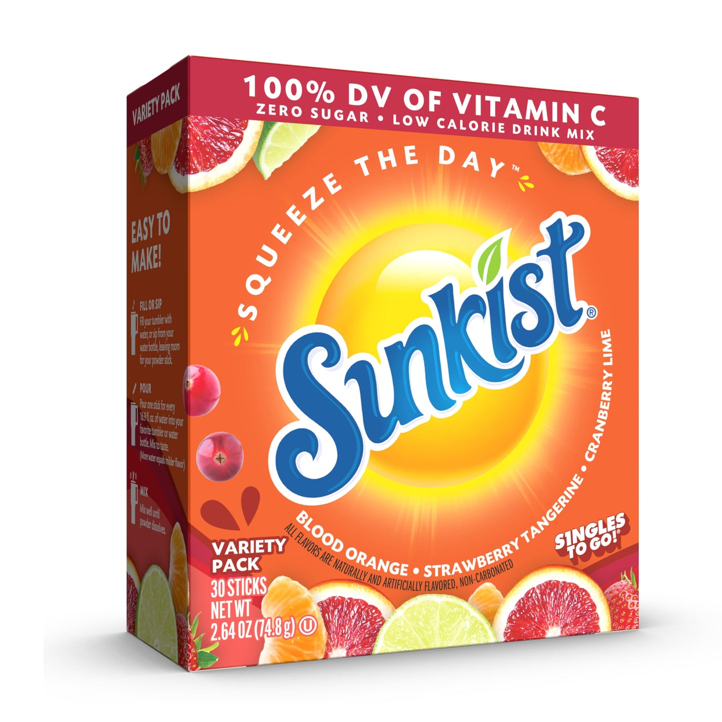 Sunkist Soda Variety Pack, Singles To Go VIT C (30 Total Sticks)