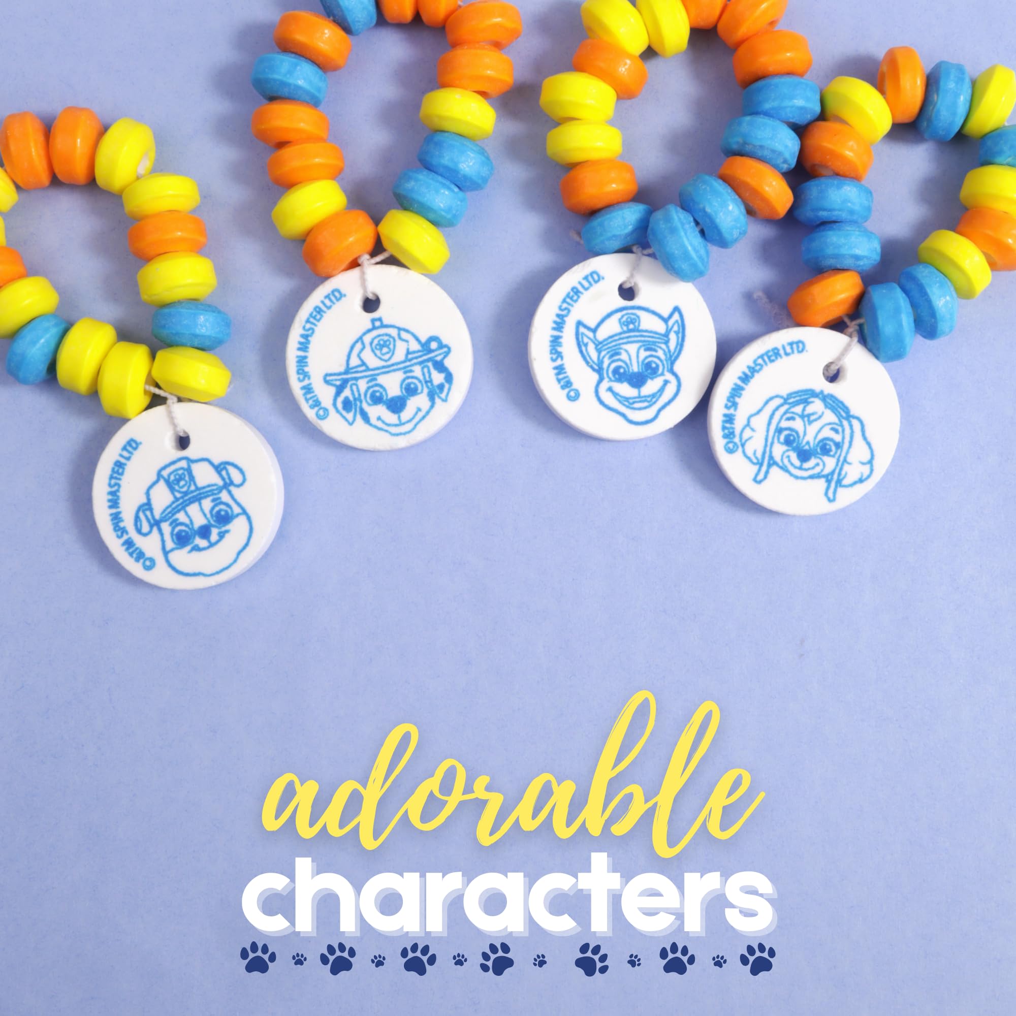 Paw Patrol Candy Bracelets, Edible Jewelry with Character Charms, Individually Wrapped Party Favors, 20 Pieces Inside