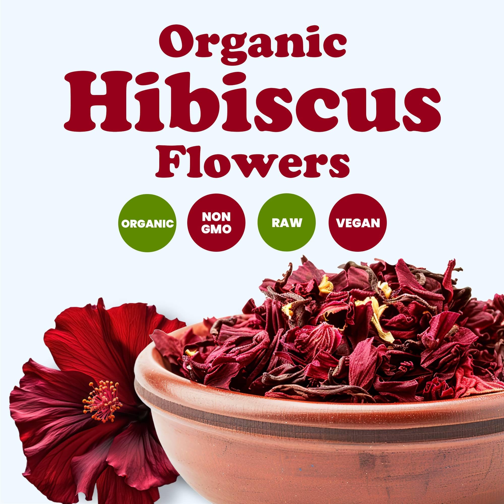 Food to Live Organic Hibiscus Flowers, 4 Ounces - Whole Petals. Great for Herbal Tea. Non-GMO. Caffeine-free. Good Source of Vitamin C. Bulk. Kosher