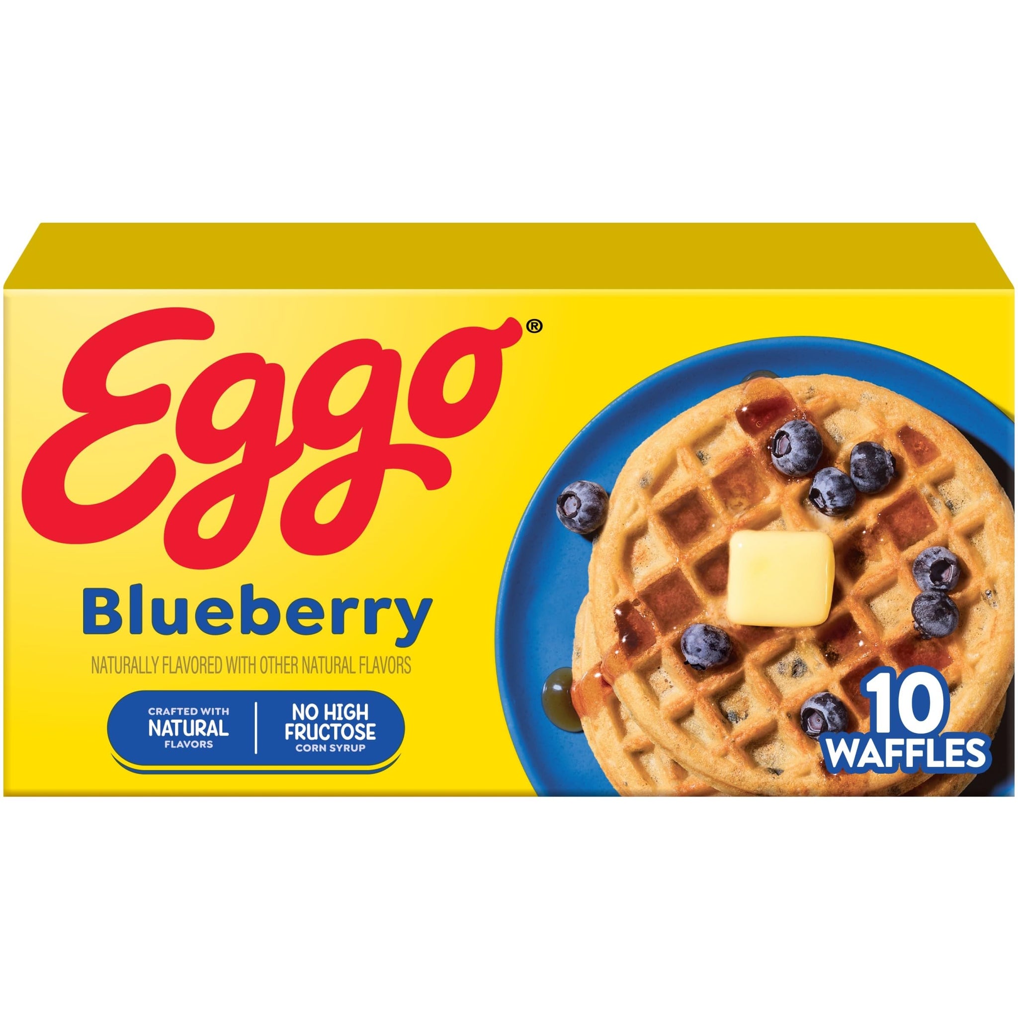 Eggo Blueberry Waffles, Breakfast Food, Natural Flavors, 10 Waffles (Frozen)