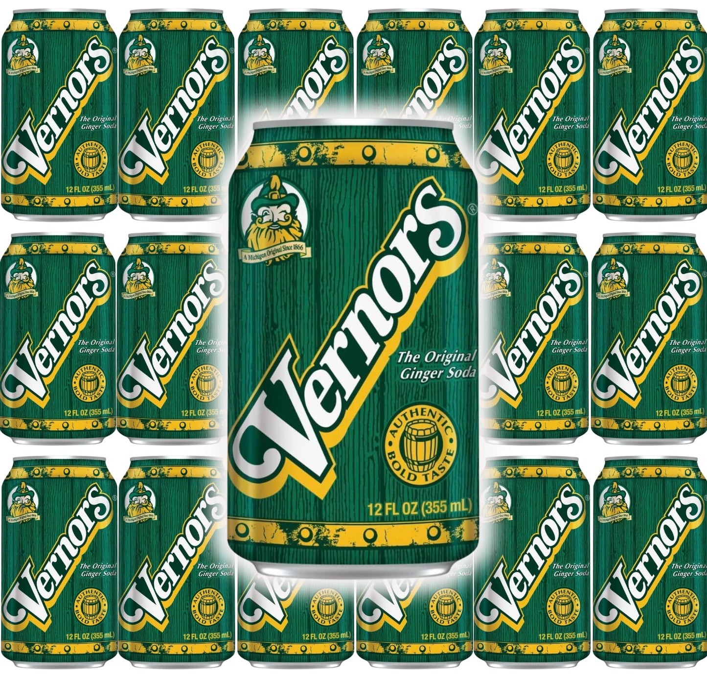 Woody's World - (18 Pack) Bundle of 12 oz. Vernor's Ginger Ale Soda | Great Home & Office Soft Drink Fridge Restock | Bulk Beverages For Snack Care