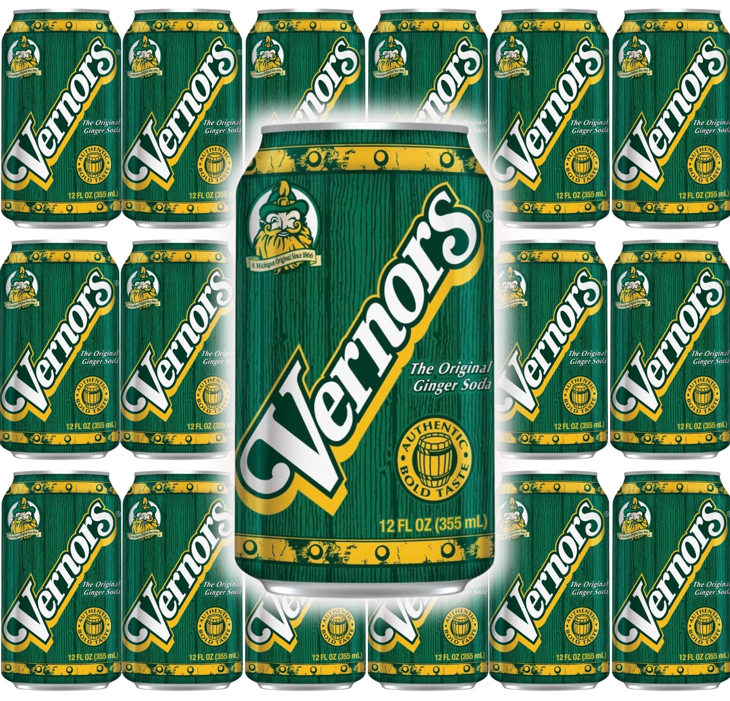 Woody's World - (18 Pack) Bundle of 12 oz. Vernor's Ginger Ale Soda | Great Home & Office Soft Drink Fridge Restock | Bulk Beverages For Snack Care
