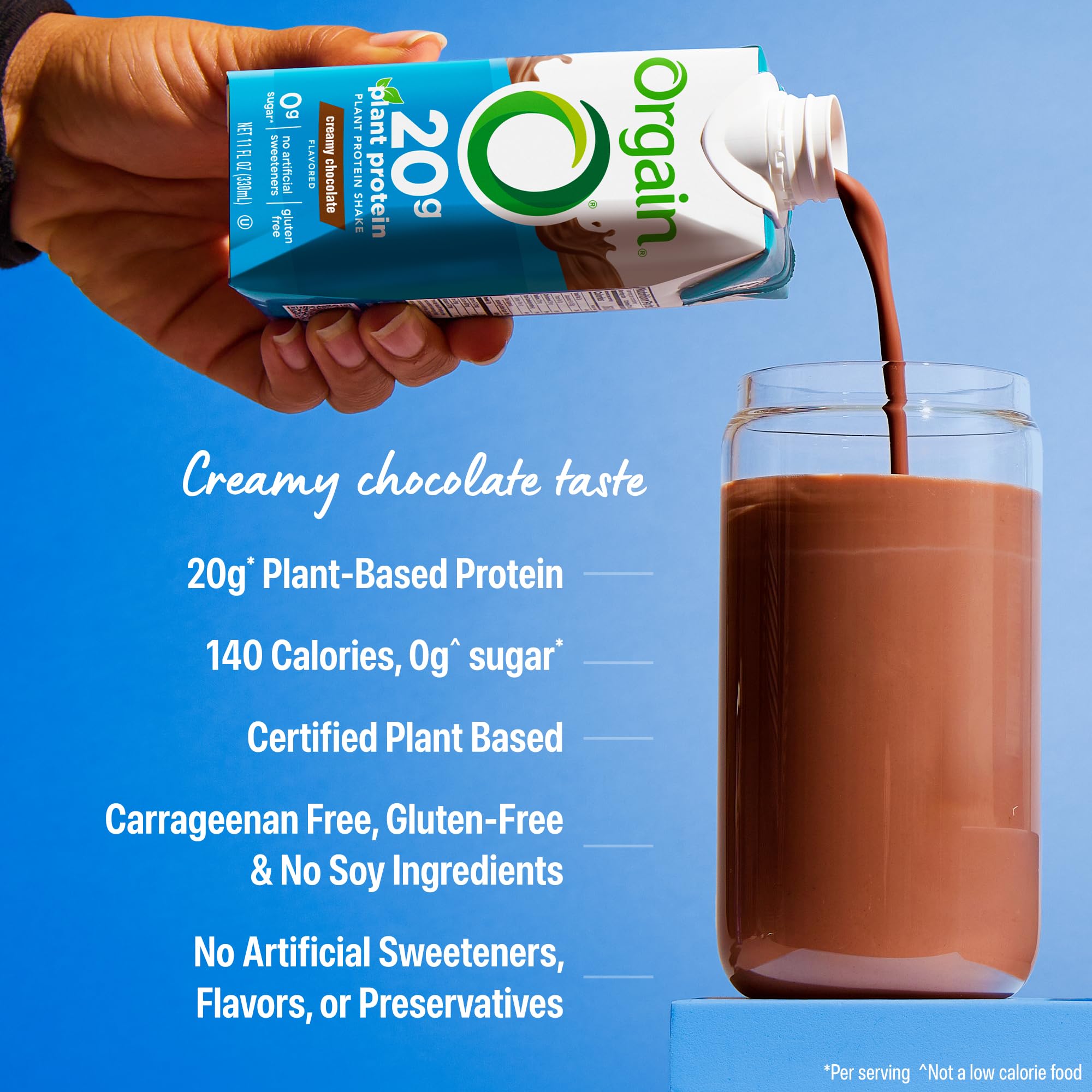 Orgain Organic Vegan Protein Shake, Creamy Chocolate - 20g Plant Based Protein, Ready to Drink, Fruits & Vegetables, Gluten Free, Kosher, No Soy or