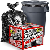 ToughBag 30-33 Gallon Trash Bags Heavy Duty (50 COUNT) 3 Mil Contractor Trash Bags - Heavy Duty Black Contractor Can Liners - Made In USA