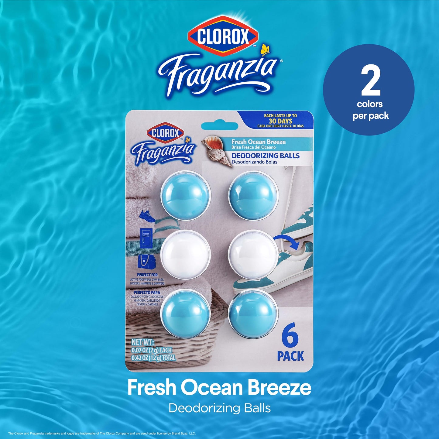 Clorox Fraganzia Deodorizing Balls for Shoes and Small Spaces, Twist-to-Activate No-Plug Odor Refresher Pods for Gym Bags, Lockers, Drawers