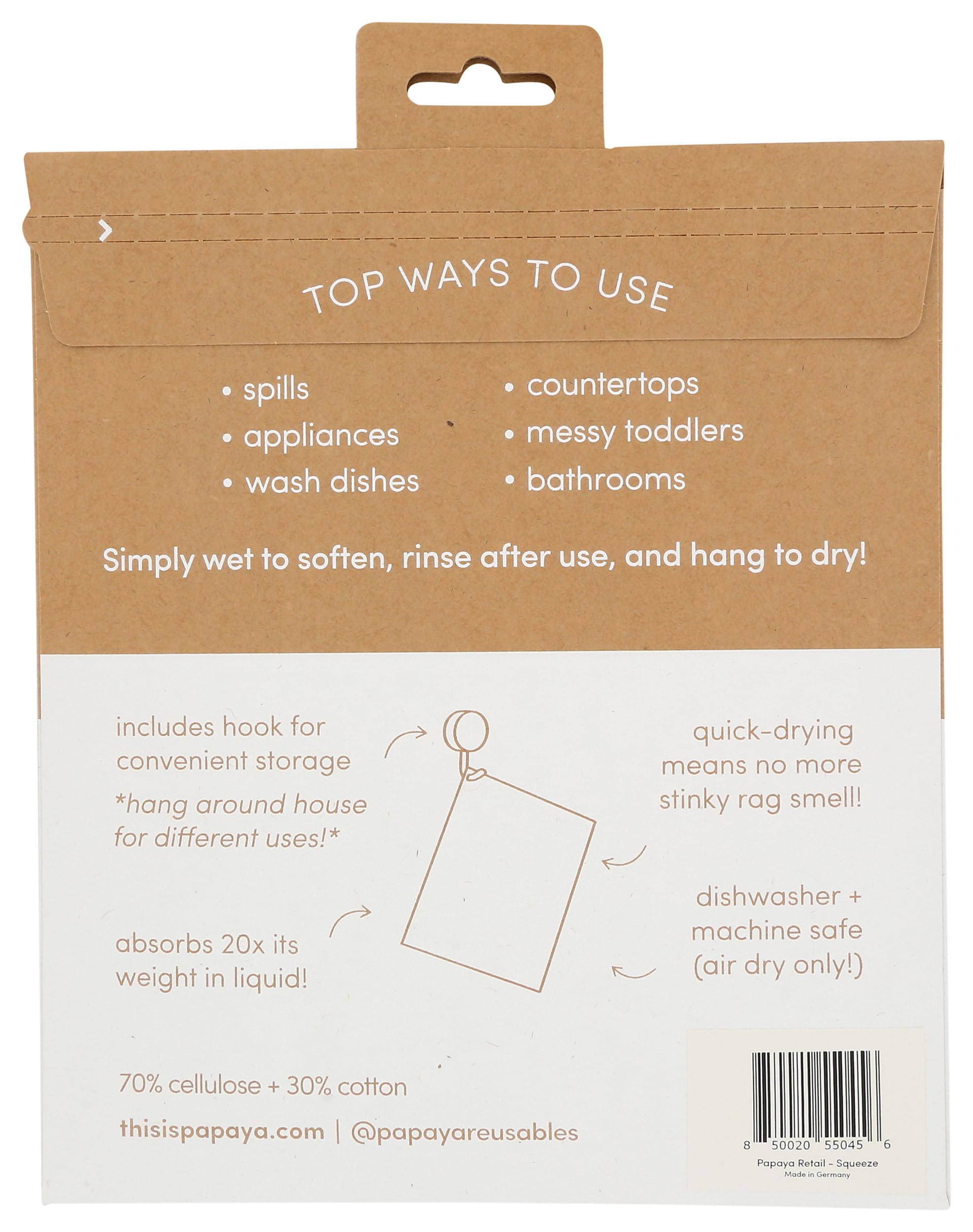 Papaya. Squeeze The Day Reusable Paper Towel 2 Count, 2 CT
