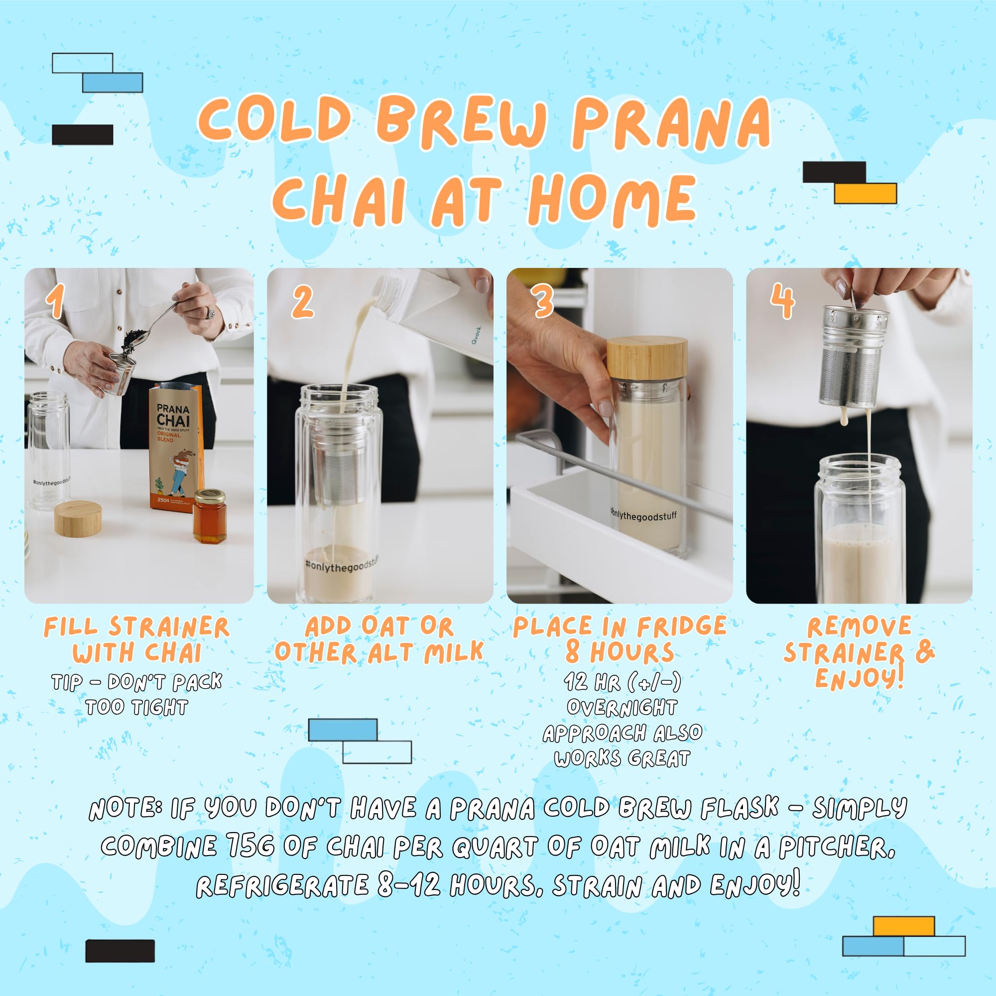Prana Chai Original Masala Blend 250g + Huskee 12oz Cup with Lid + Stainless Steel Fine Mesh Strainer