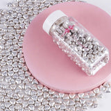 Kasvan Silver Heart Shapes Sprinkles - Edible Candy Pearls 100g/3.58 Oz, Mix Size, Baking Cake Decorations, Ice Cream Toppings and Cookie Decorating
