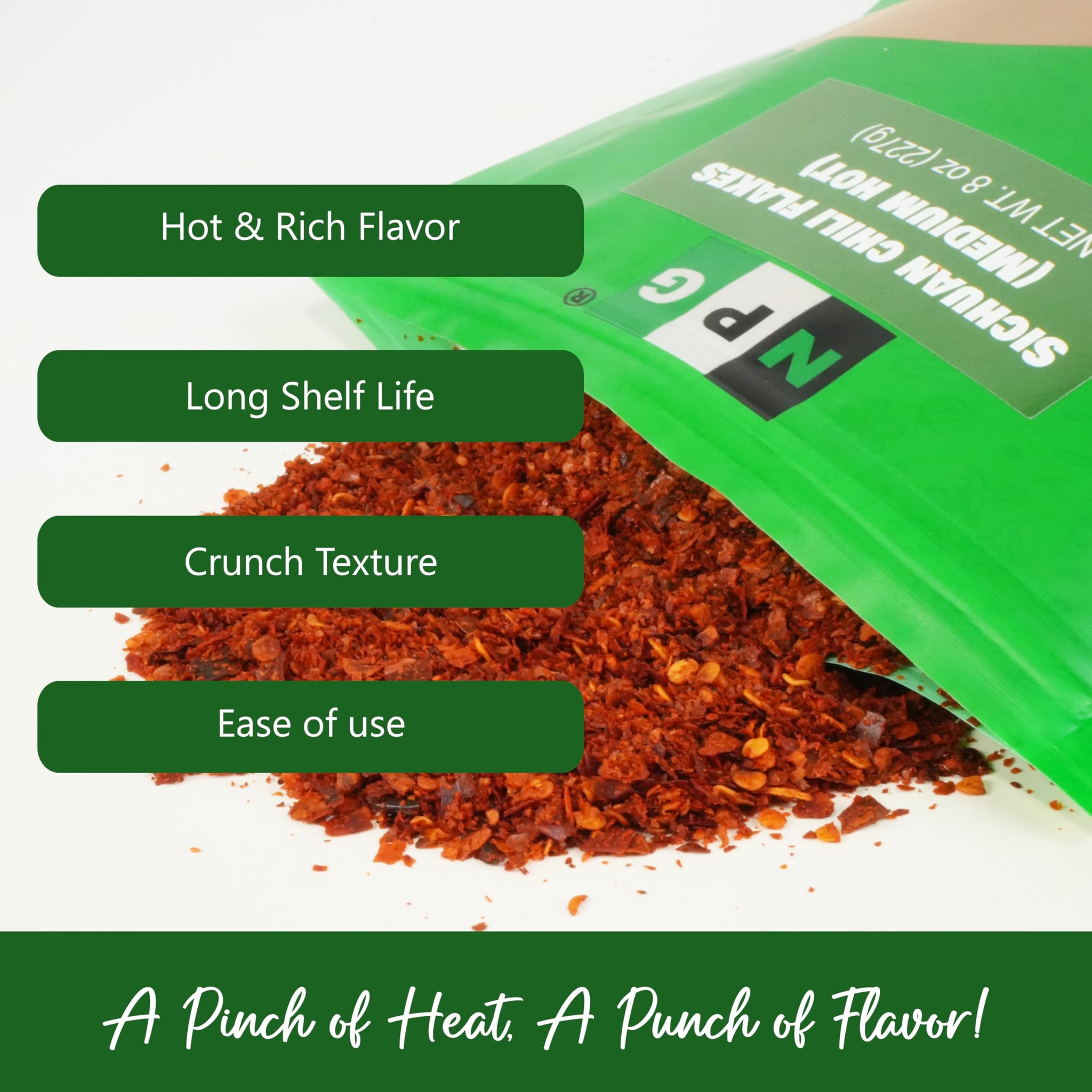 NPG Authentic Sichuan Chili Flakes 8 Ounces, Medium Hot, Szechuan Crushed Red Pepper Flakes Bulk, Essential Spice Seasoning for Making Kimchi, Chili