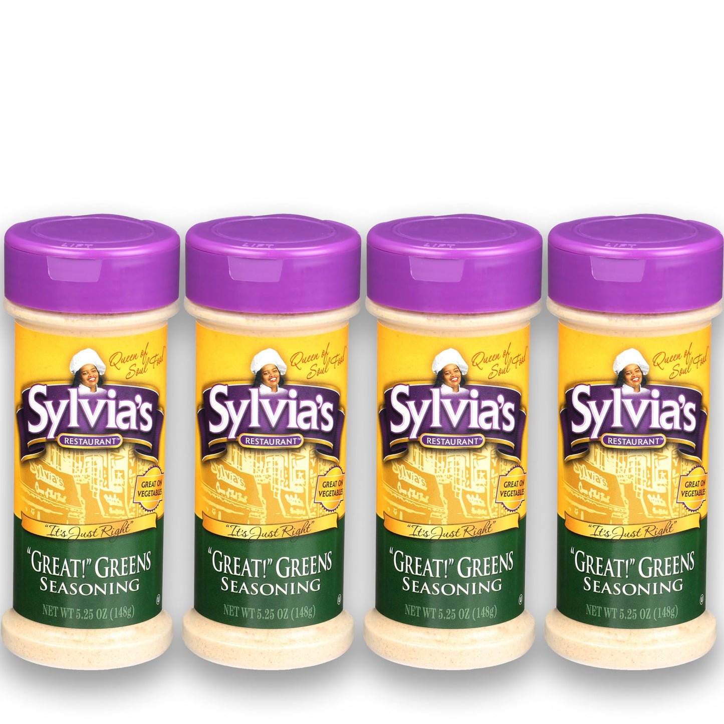 Sylvia's Restaurant Great! Greens Seasoning for Scrumptious Southern Collard Greens, All-purpose Vegetable Seasoning, 5.25oz (Pack of 4)