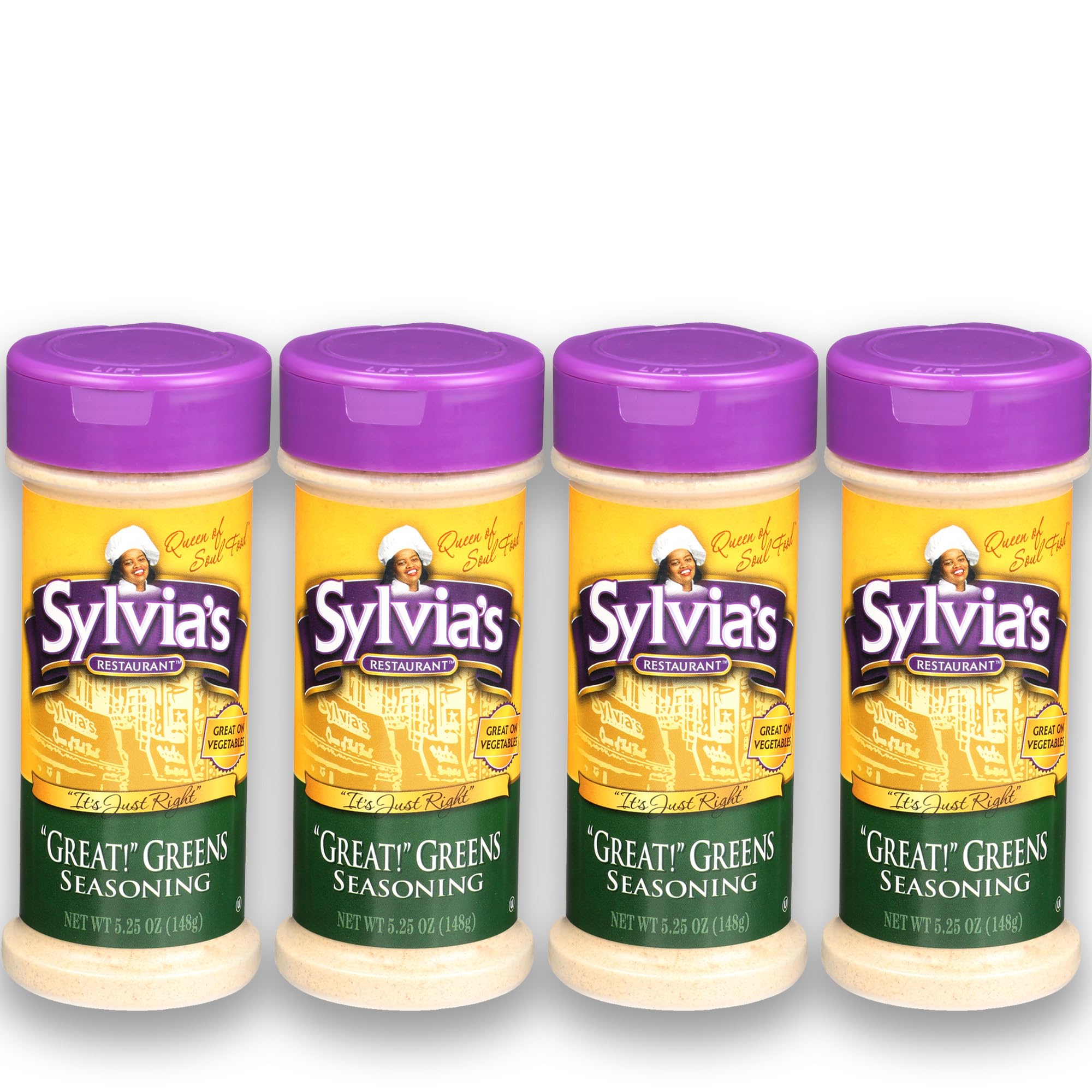 Sylvia's Restaurant Great! Greens Seasoning for Scrumptious Southern Collard Greens, All-purpose Vegetable Seasoning, 5.25oz (Pack of 4)
