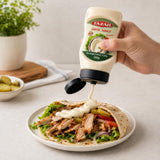 Tazah Lebanese Garlic Sauce 9.34 Fl Oz Squeezable Bottle Authentic Middle Eastern Creamy Garlic Dressing Great for Shawarma Falafel & More (??? Toum)
