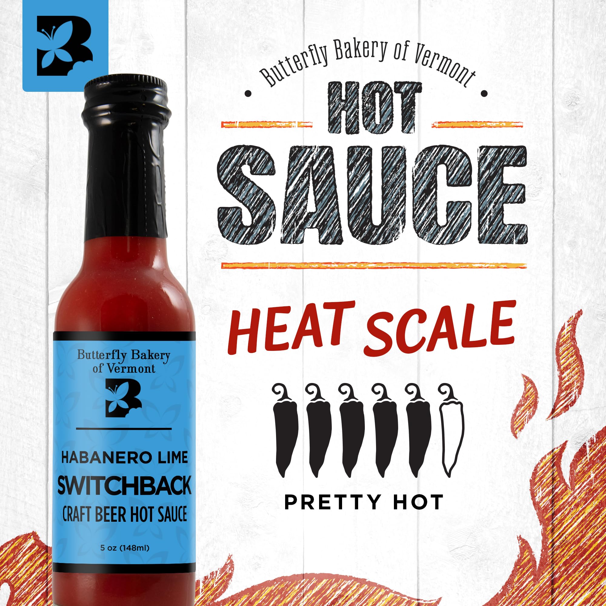 Butterfly Bakery of Vermont Habanero Lime Craft Beer Hot Sauce, 5 fl oz