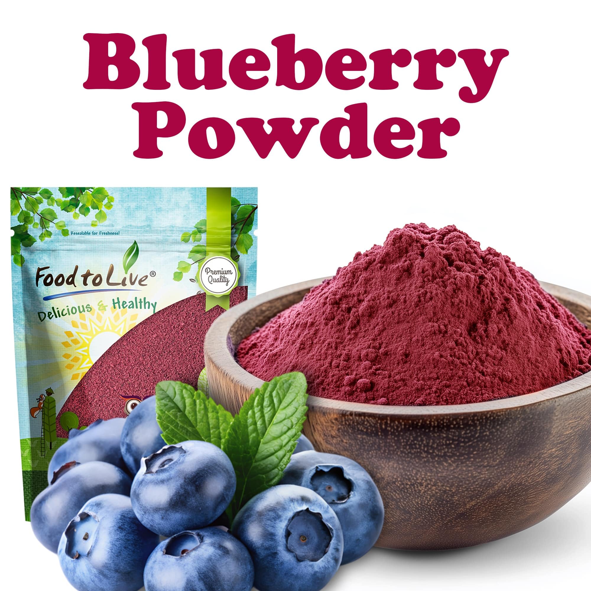 Food to Live Blueberry Juice Powder, 4 Pounds - 100% Pure, Antioxidant-Rich. Great for Smoothies, Spray-dried, No Sugar Added, Contains Maltodextrin
