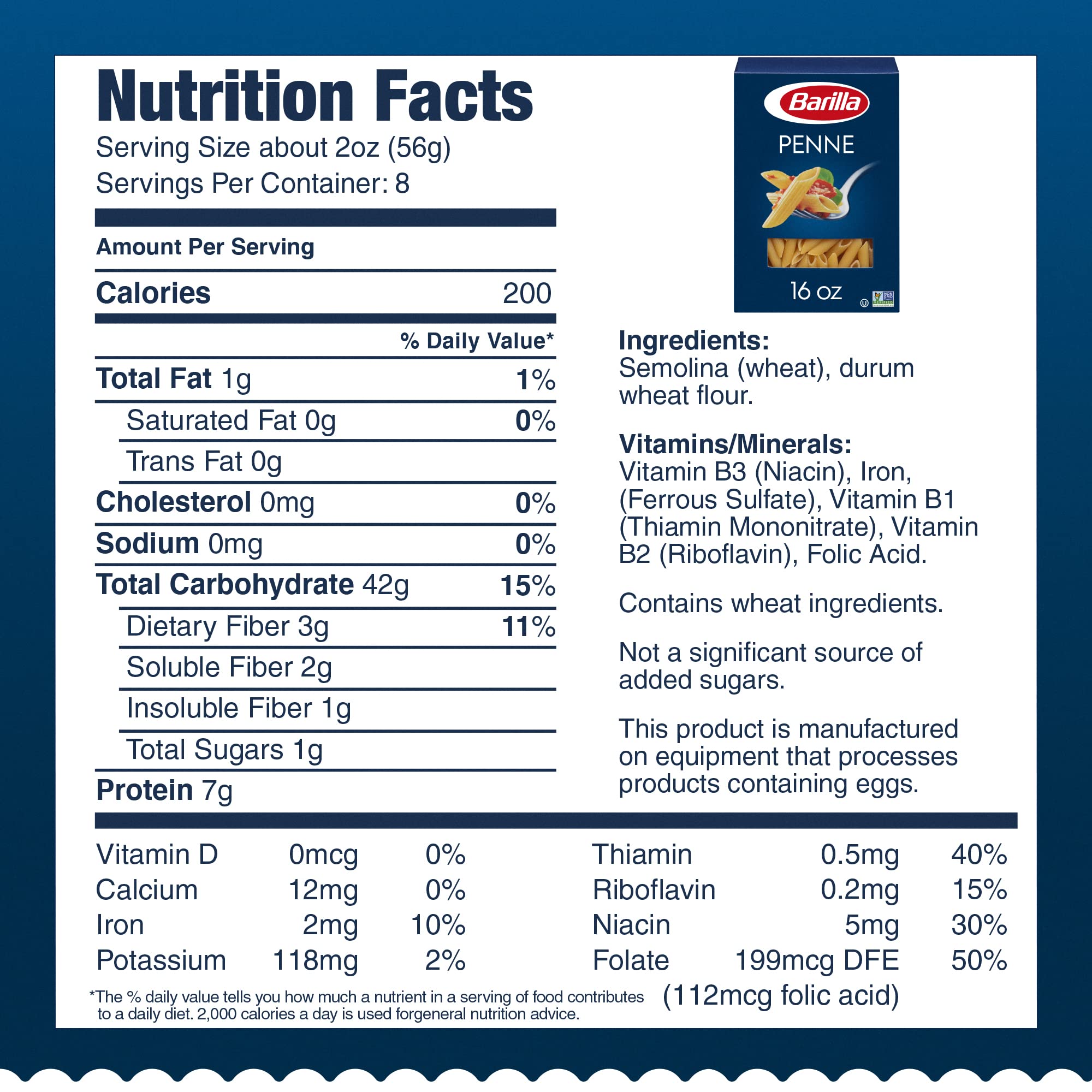 Barilla Penne Pasta, 16 oz. Box - Non-GMO, Made with Durum Wheat Semolina - Kosher Certified