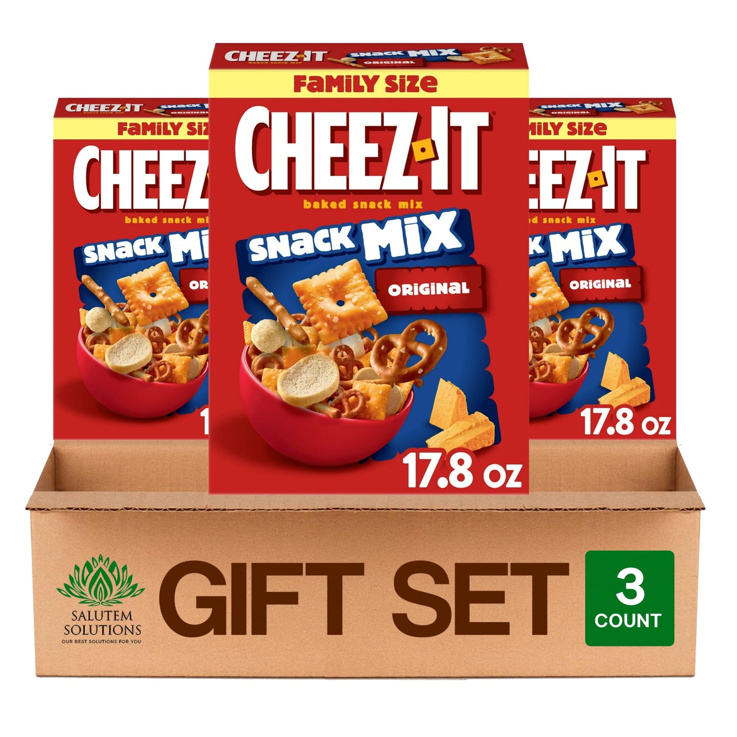 Salutem Vita - Cheez-It Original Snack Mix, Lunch Snacks, 17.8 oz, Gift Set - Pack of 3