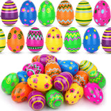 60 PCS 3.1" Plastic Printed Easter Eggs Bulk, Bright Colorful Fillable Empty Easter Eggs Bulks for Egg Hunt, Kids Easter Basket Stuffers Fillers
