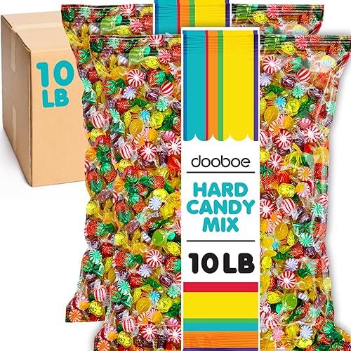 Dooboe Bulk Hard Candy Mix - 10 lb - Approx. 740 Pieces - Individually Wrapped Assorted Hard Candies for Candy Bowls & Parties
