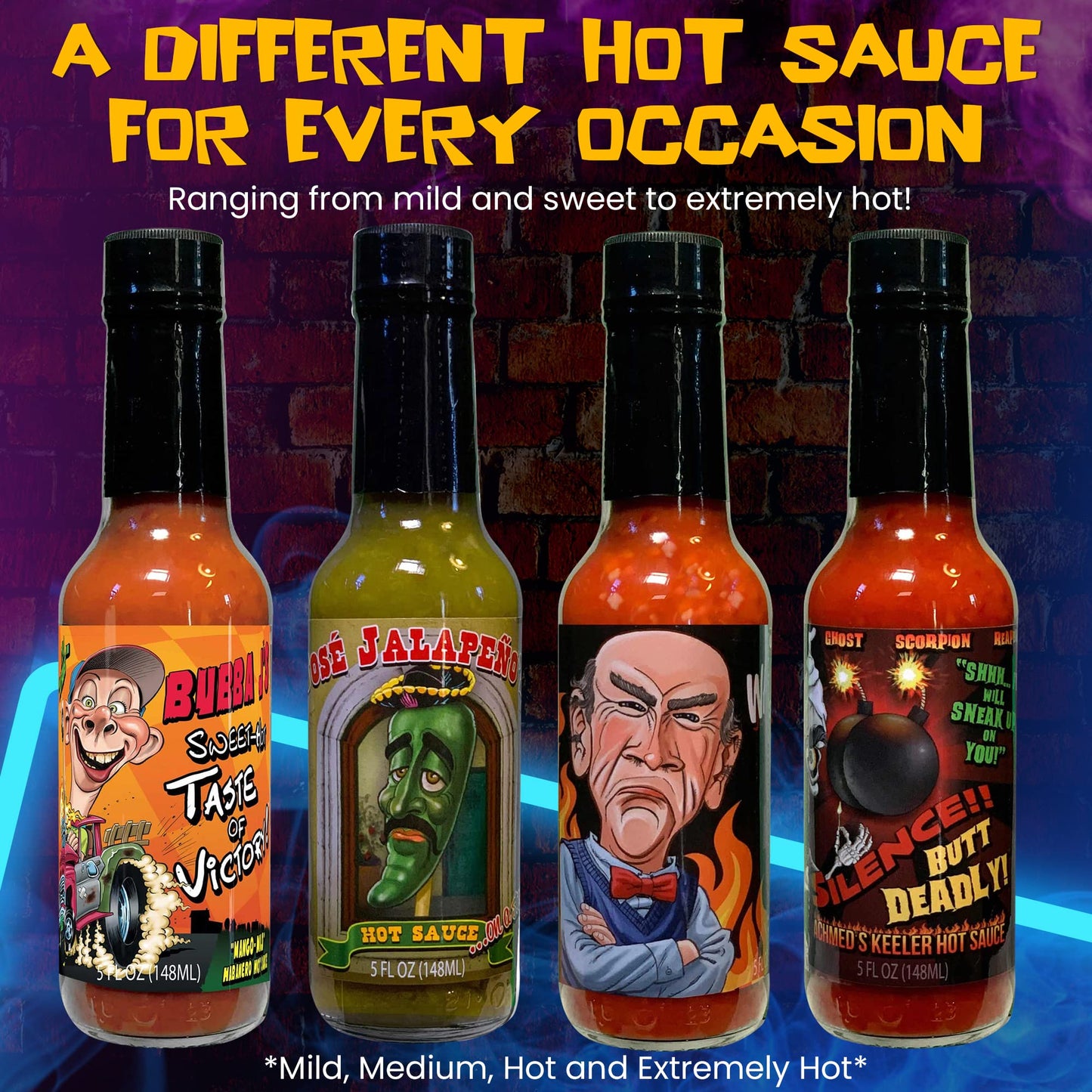 Jeff Dunham - Jose Jalapeno Hot Sauce | A Perfect Balance of Jalapeno and Habanero Peppers for a Spicy and Flavorful Kick (Medium, 5 fl oz)